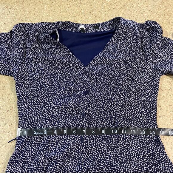 Lulus Flirty Frolic Navy Blue Print Button-Up Midi Dress - Picture 8 of 11